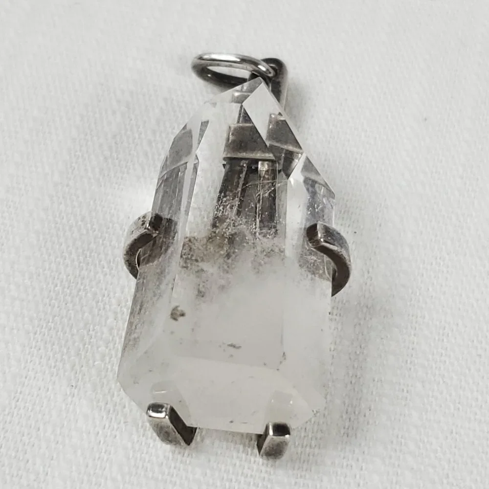 Gorgeous Large Crystal Quartz Pendant W/Sterling Silver 925 Crystal Holder - Picture 5 of 8